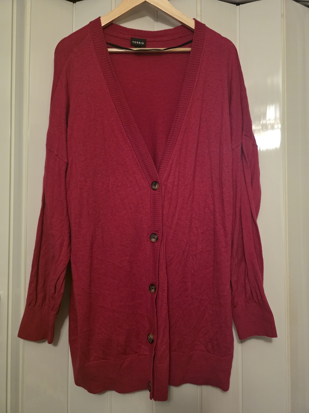 Torrid Raspberry Button-Front Cardigan